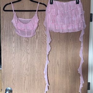 SHEIN Pink Ruffled Outfit